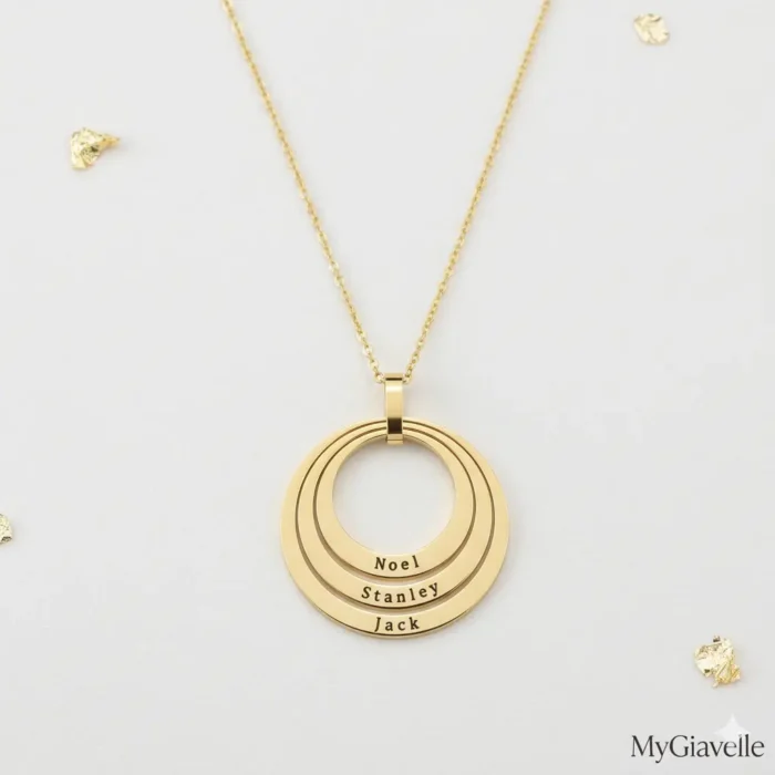 Triple Family Circular Necklace - Gold - Image 4