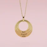 Triple Family Circular Necklace - Gold
