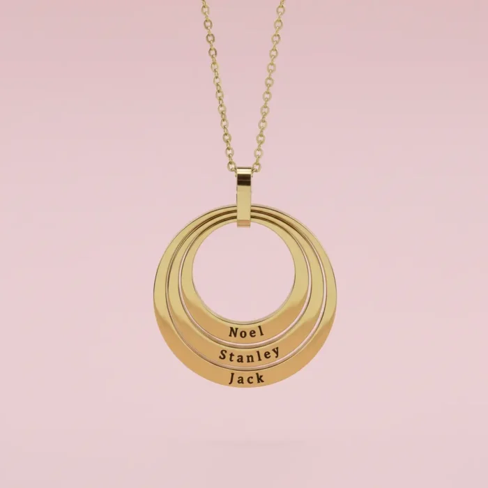 Triple Family Circular Necklace - Gold - Image 7