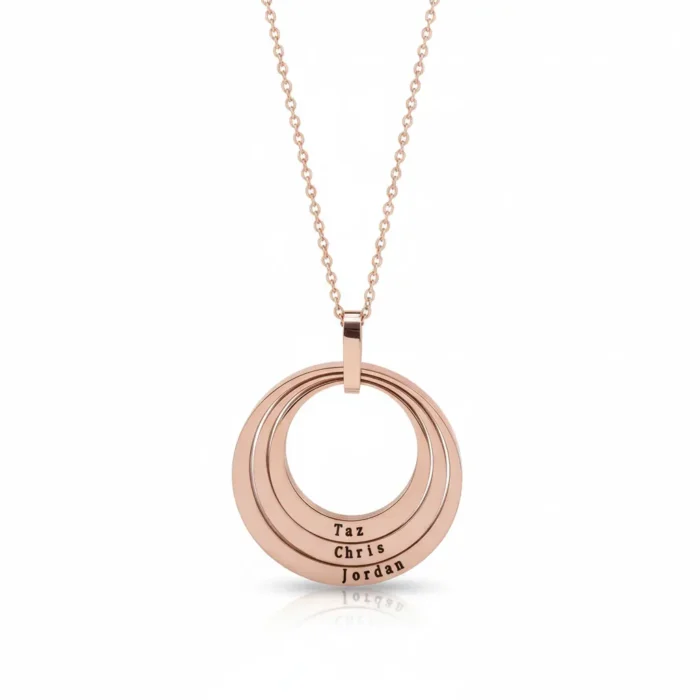 Triple Family Circular Necklace - Rose Gold - Image 5