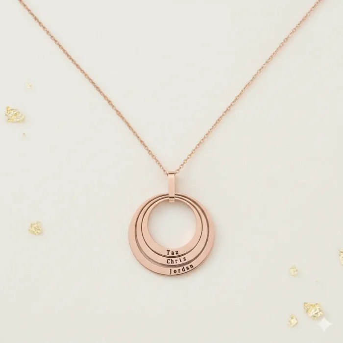 Triple Family Circular Necklace - Rose Gold - Image 7