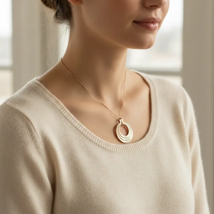 Triple Family Circular Necklace - Rose Gold - Image 2