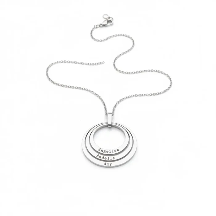 Triple Family Circular Necklace - Silver - Image 6