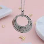 Triple Family Circular Necklace - Silver