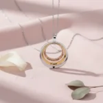 Triple Family Circular Necklace - Silver Gold & Rose Gold