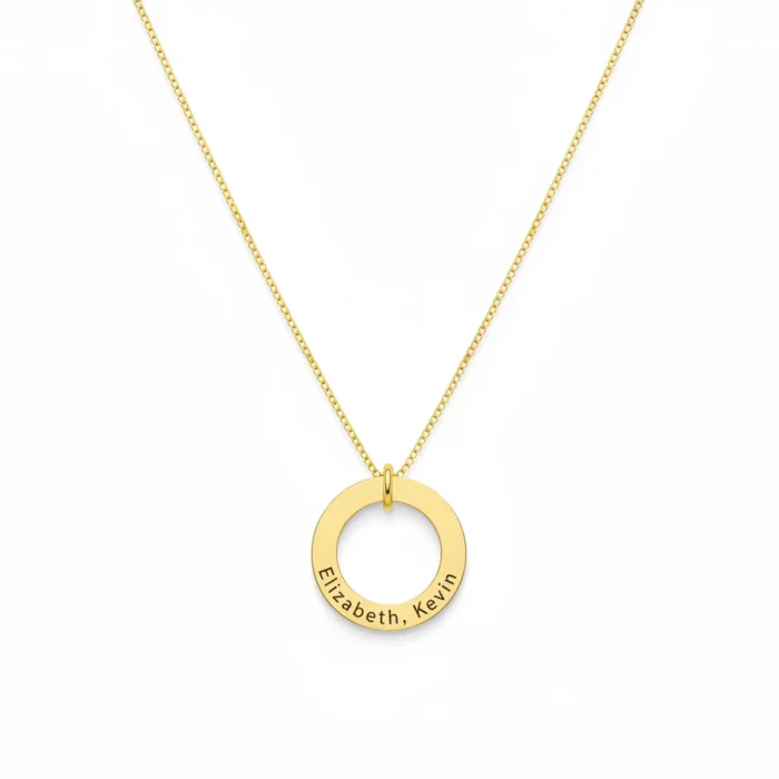 Engraved Circlular Necklace - Gold - Image 5