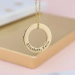 Engraved Circlular Necklace - Gold