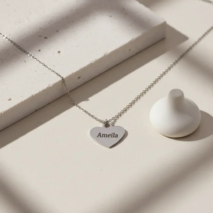 Heart Necklace - Silver - Image 6