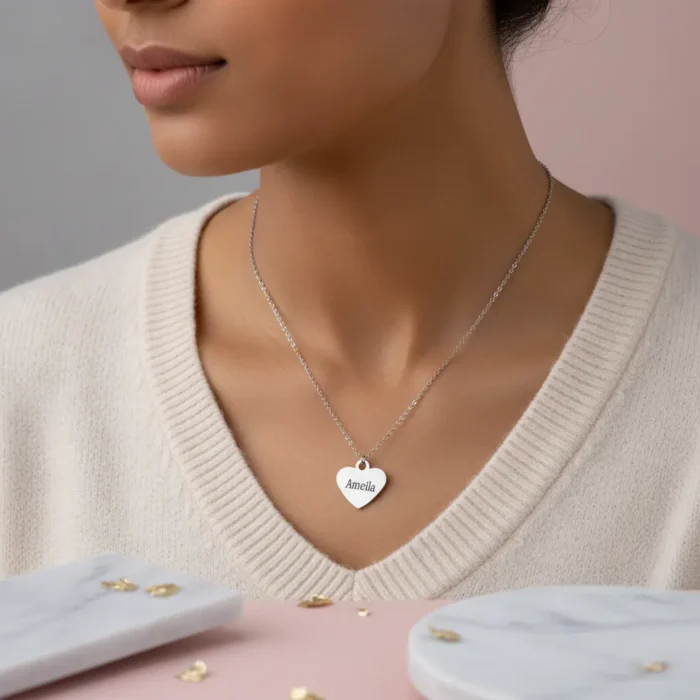 Heart Necklace - Silver - Image 2