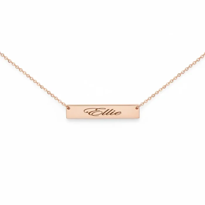 Brushed Bar Necklace Horizontal - Rose Gold - Image 7