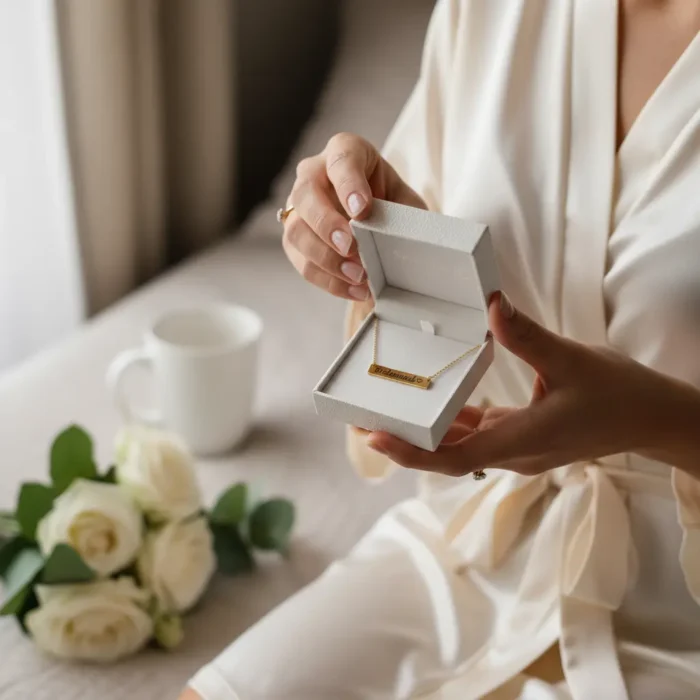 Brushed Bar Necklace Horizontal - Gold - Image 3