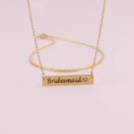 Brushed Bar Necklace Horizontal - Gold