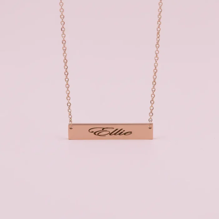 Brushed Bar Necklace Horizontal - Rose Gold - Image 8