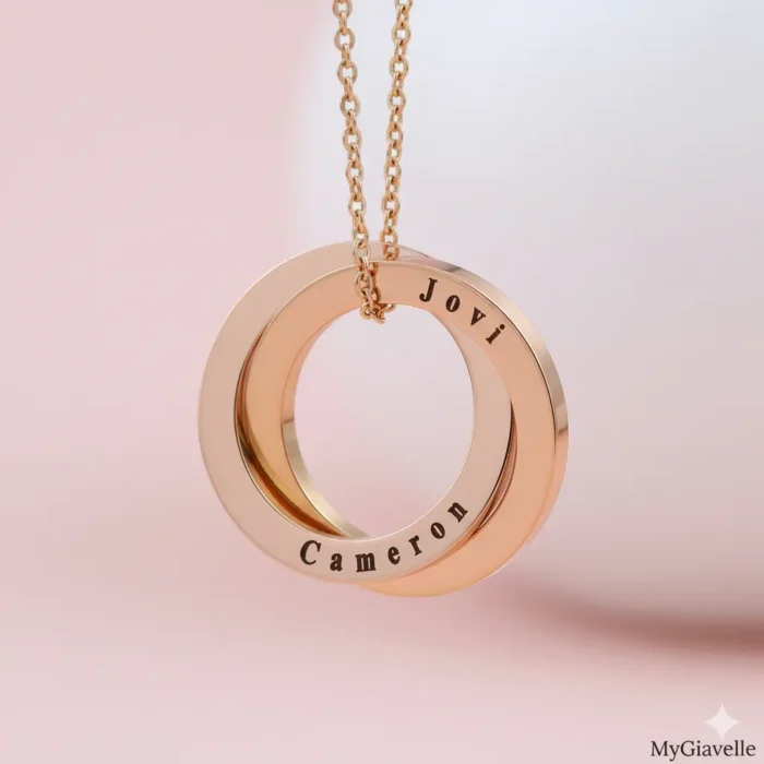 Russian Necklace – 2 Rings - Rose Gold - Image 3