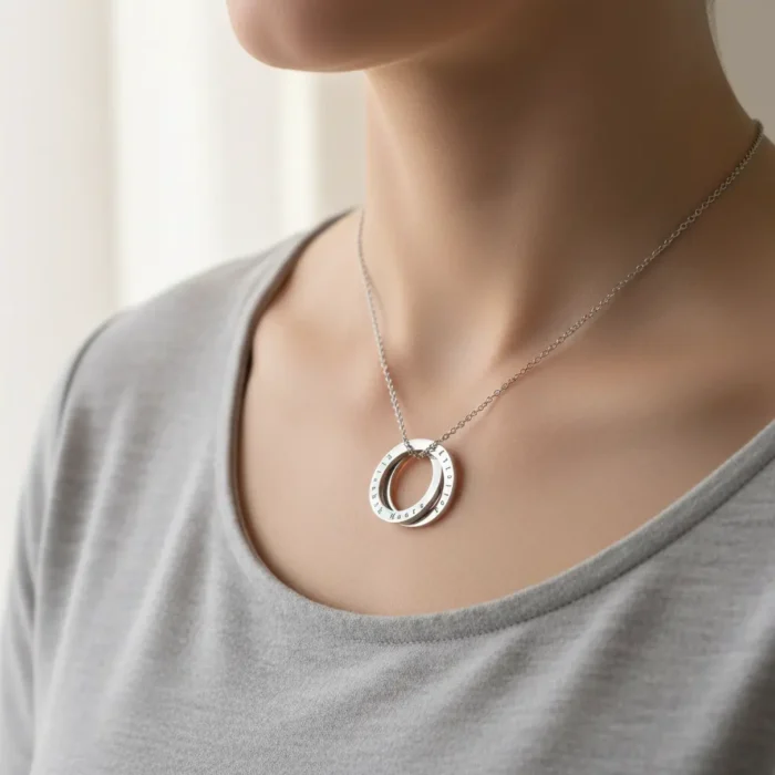 Russian Necklace – 2 Rings - Silver - Image 3