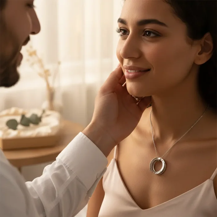 Russian Necklace – 2 Rings - Silver - Image 2