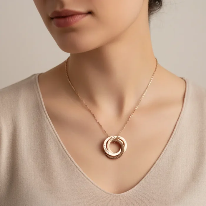 Triple Russian Necklace - Rose Gold - Image 2