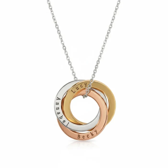 Triple Russian Necklace - Silver Gold + Rose Gold - Image 4