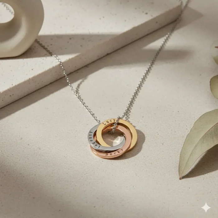 Triple Russian Necklace - Silver Gold + Rose Gold - Image 5