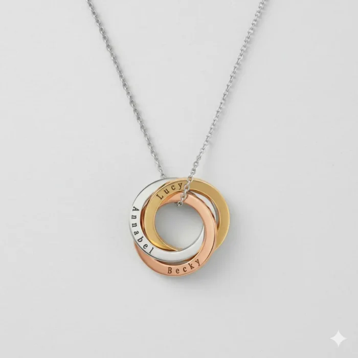 Triple Russian Necklace - Silver Gold + Rose Gold - Image 3