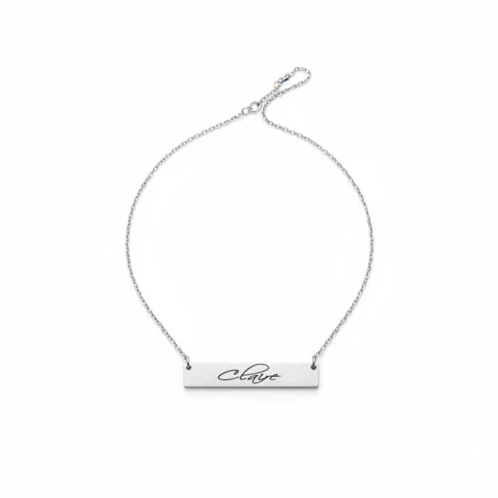 Brushed Bar Necklace Horizontal - Silver - Image 8