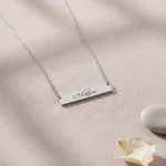 Brushed Bar Necklace Horizontal - Silver