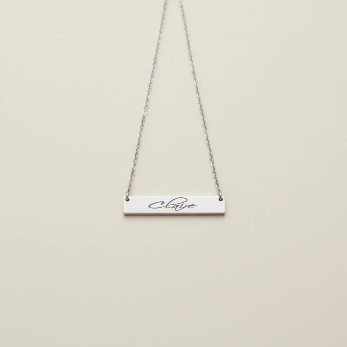 Brushed Bar Necklace Horizontal - Silver - Image 5