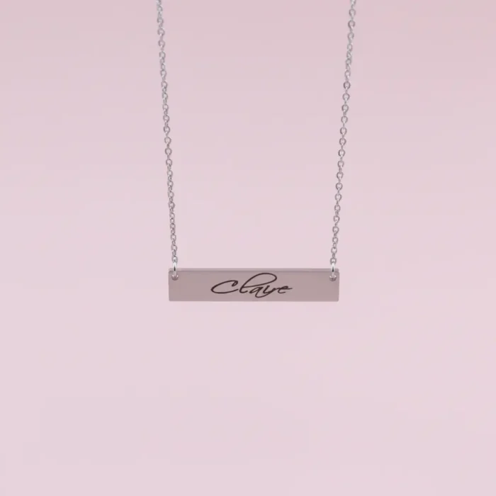 Brushed Bar Necklace Horizontal - Silver - Image 6