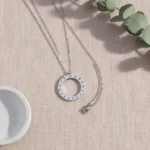 Engraved Circlular Necklace - Silver