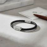 Miami Leather & Stainless Steel Mens Bracelet - Black