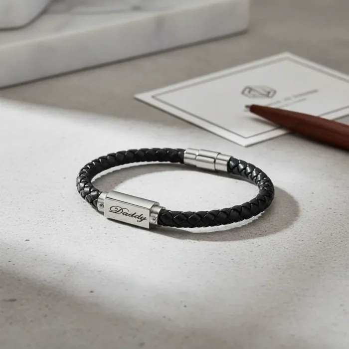 Men’s Engraved Custom Bangle Bracelet - Rose Gold - Image 7