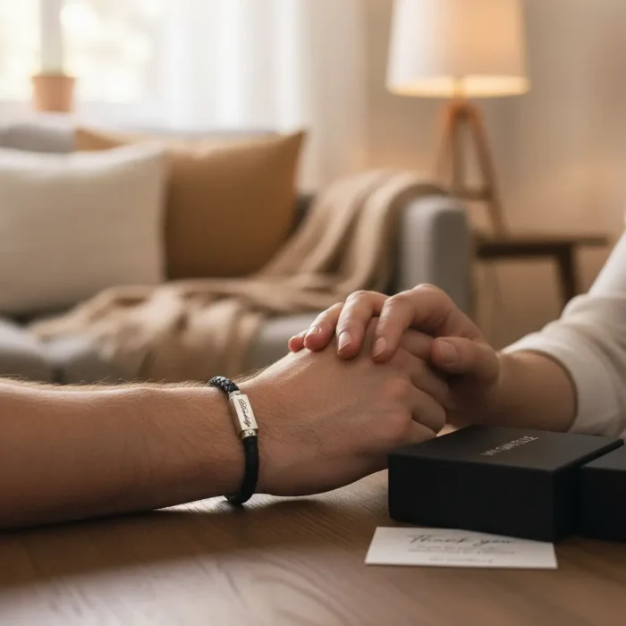 Men’s Engraved Custom Bangle Bracelet - Rose Gold - Image 2