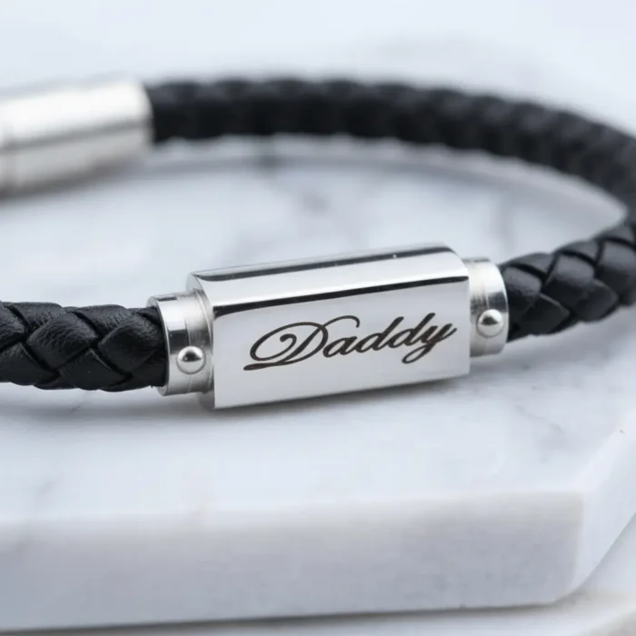 Men’s Engraved Custom Bangle Bracelet - Rose Gold - Image 3