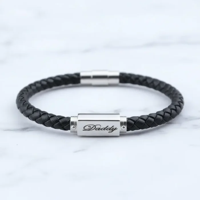 Men’s Engraved Custom Bangle Bracelet - Rose Gold - Image 4