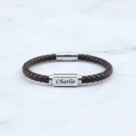 Miami Leather & Stainless Steel Mens Bracelet - Brown
