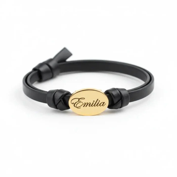 Womens Leather Bracelet - Gold - Image 7