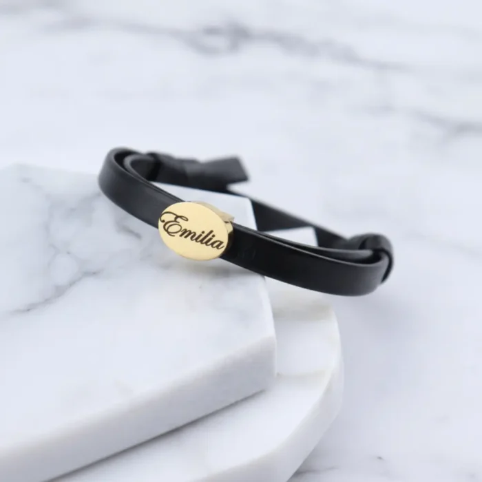 Womens Leather Bracelet - Gold - Image 8