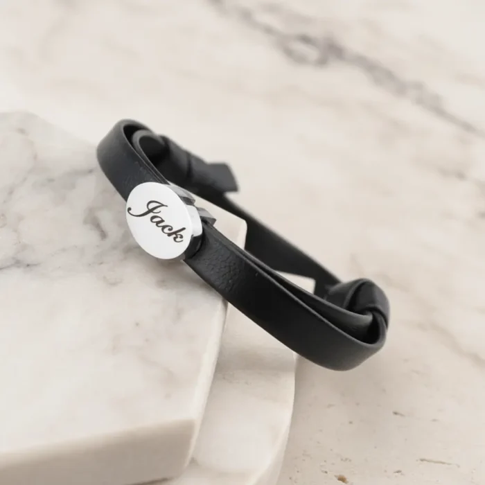 Womens Leather Bracelet - Silver - Image 3