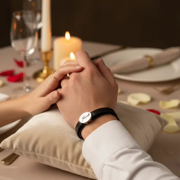 Womens Leather Bracelet - Silver - Image 2