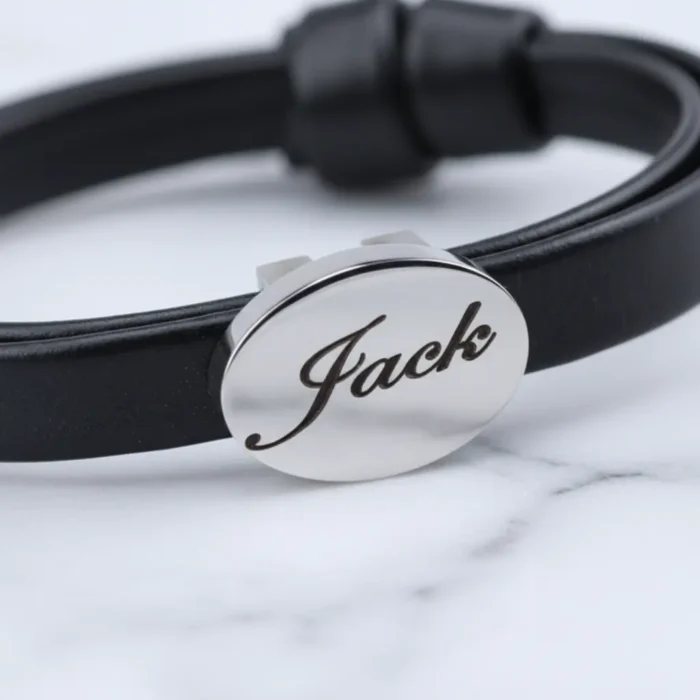 Womens Leather Bracelet - Silver - Image 4