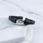 Womens Leather Bracelet - Silver