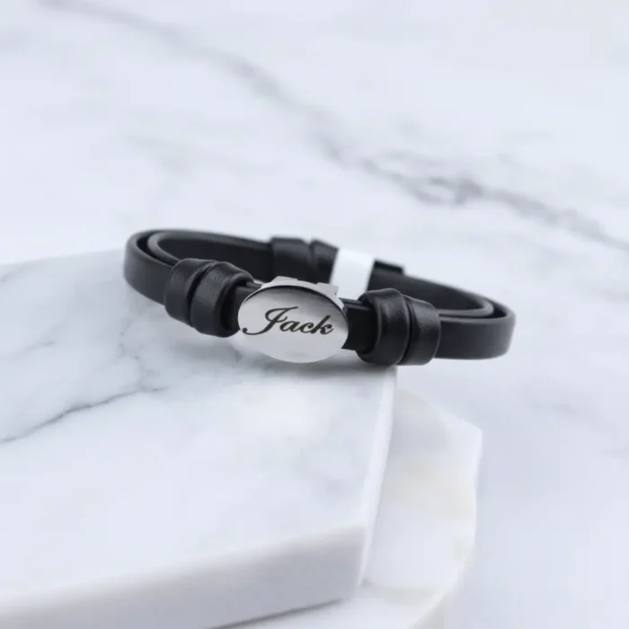 Womens Leather Bracelet - Silver - Image 5