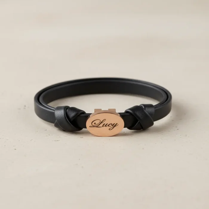 Womens Leather Bracelet - Rose Gold - Image 6