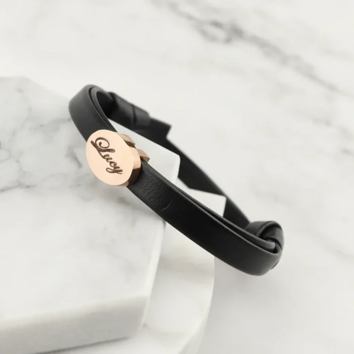 Womens Leather Bracelet - Rose Gold - Image 8