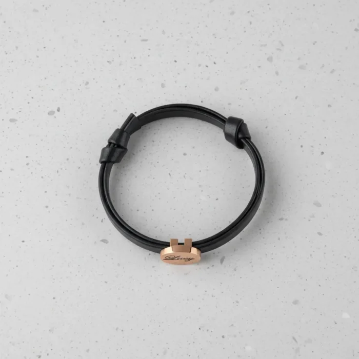 Womens Leather Bracelet - Rose Gold - Image 5