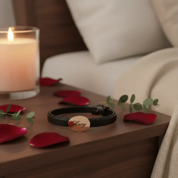 Womens Leather Bracelet - Rose Gold - Image 3