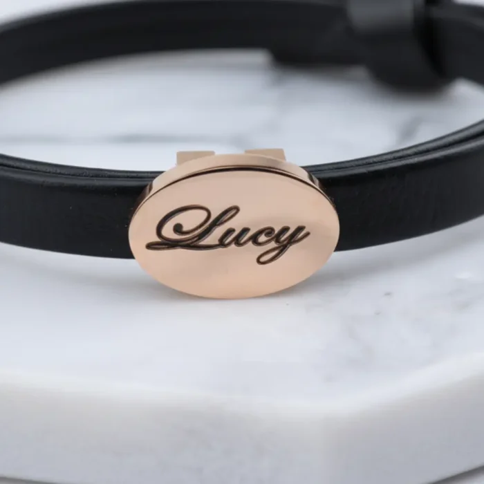 Womens Leather Bracelet - Rose Gold - Image 4